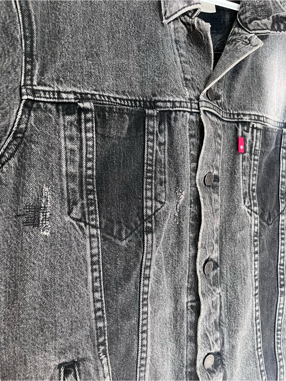 Levi's Men's XL Altered Trucker Denim Jacket Black / Washed Grey Jean Jacket - Picture 3 of 13